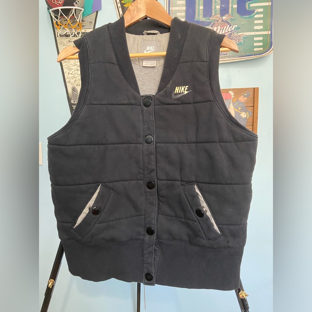 Vintage Nike Puffer Vest. Blue Size Kids XL/ Men’s Small. Button Up Vest.